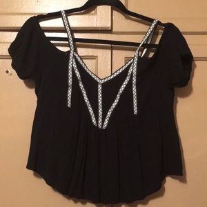 Black off the shoulder shirt from Tilly’s